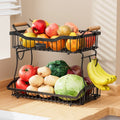 2-Tier Kitchen Metal Shelf Portable Metal Shelf Removable Multi-Layer Fruit Holder Kitchen Fruit Basket
