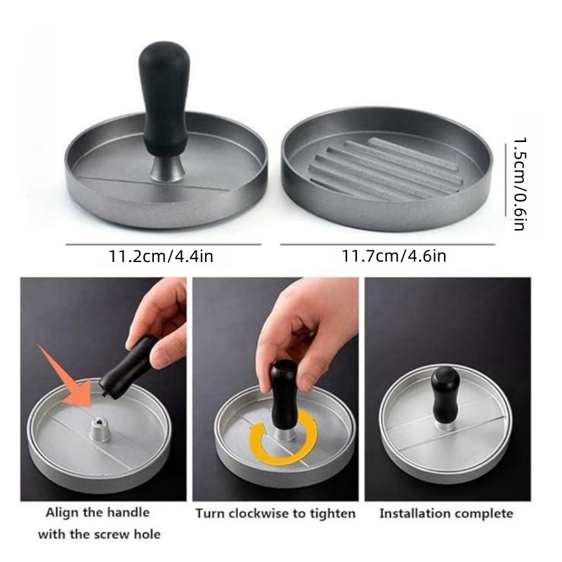 BPA Free Aluminum Burger Press with 100 Patty Papers Set for Beef, Cheese, Veggie Burgers - Grill Meat Stuffer Tool