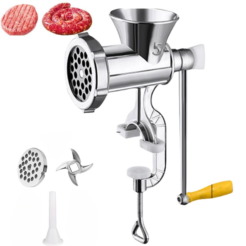 Manual Metal Sausage Stuffer for Beef, Kitchen Meat Mincer, Food Chopper with Table Clamp