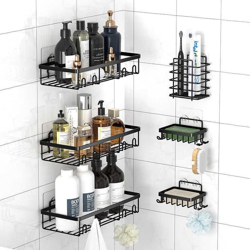 High-Quality Wall-Mounted Black Iron Bathroom Shelf