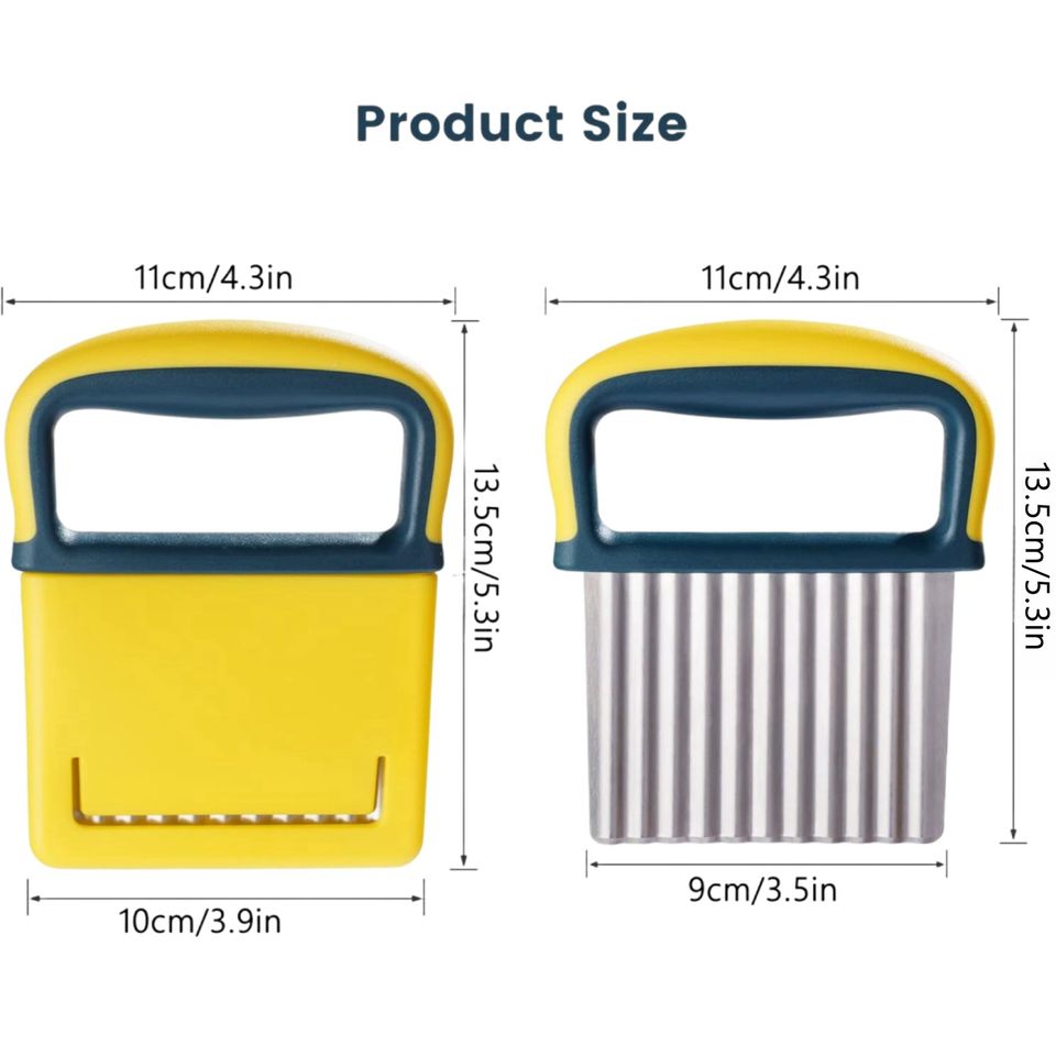 Manual Potato Chip Slicer Stainless Steel with PP Cover Modern Wave Blade Kitchen Tool