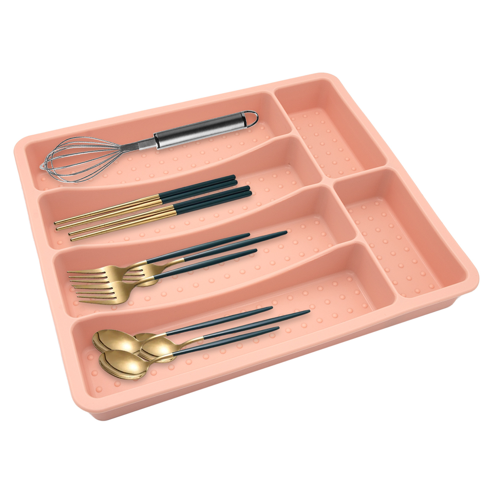 Multifunctional Silicone Cutlery Drawer Organizer with 6 Compartments