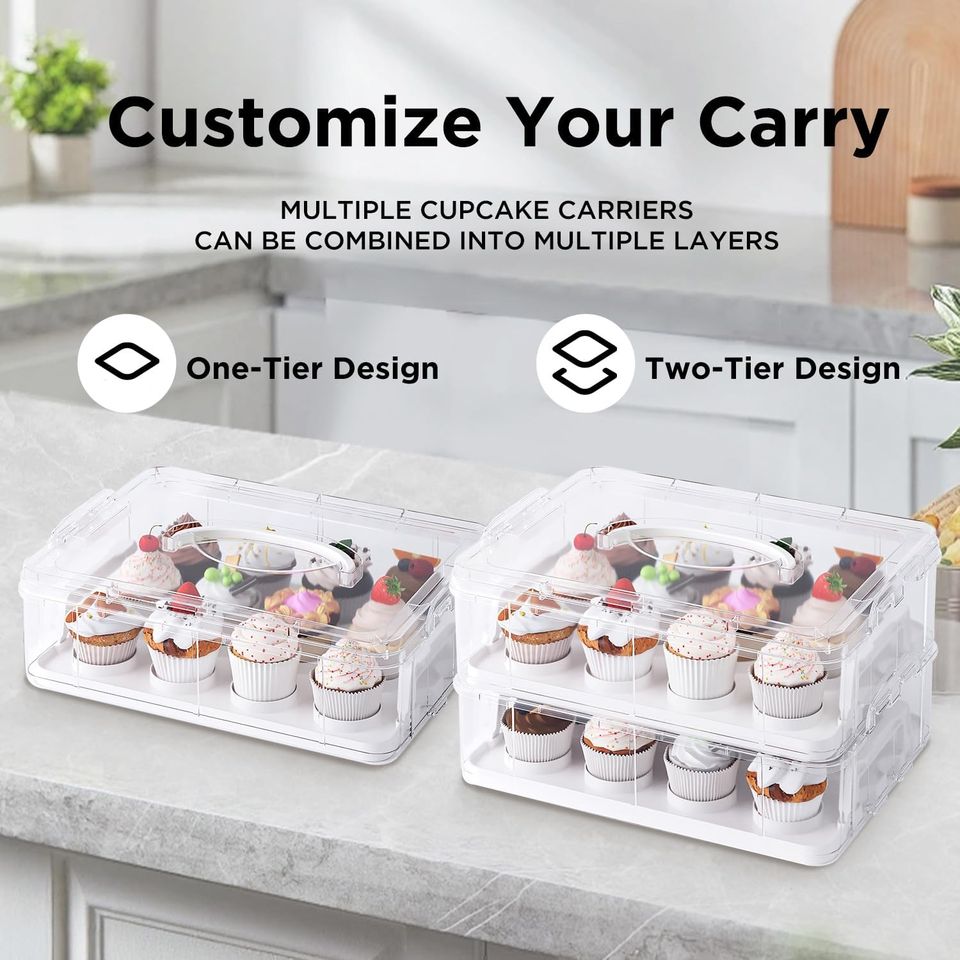 Stackable Multi-Tier Cake Stand with Lid and Handle