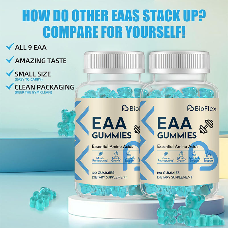 BioFlex 9 EAA Amino Acids Energy Gummies with All 3 BCAA's Plus 6 Other EAA's for Muscle Protein Synthesis and Growth