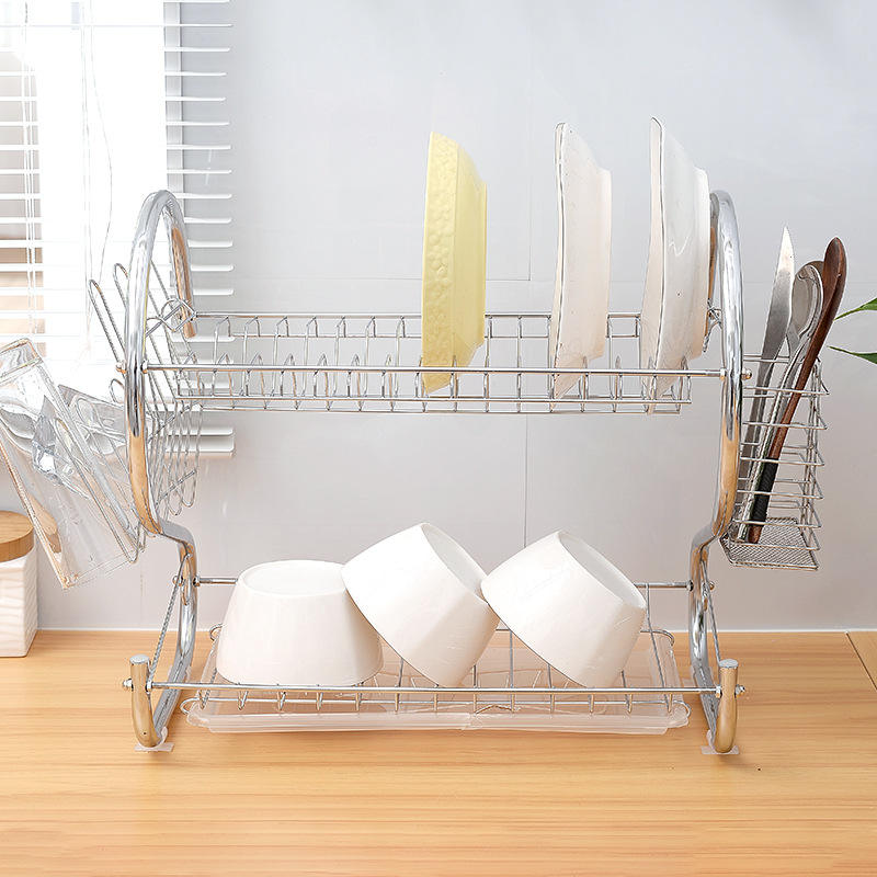 Double Layer Stainless Steel Dish Drainer Rack