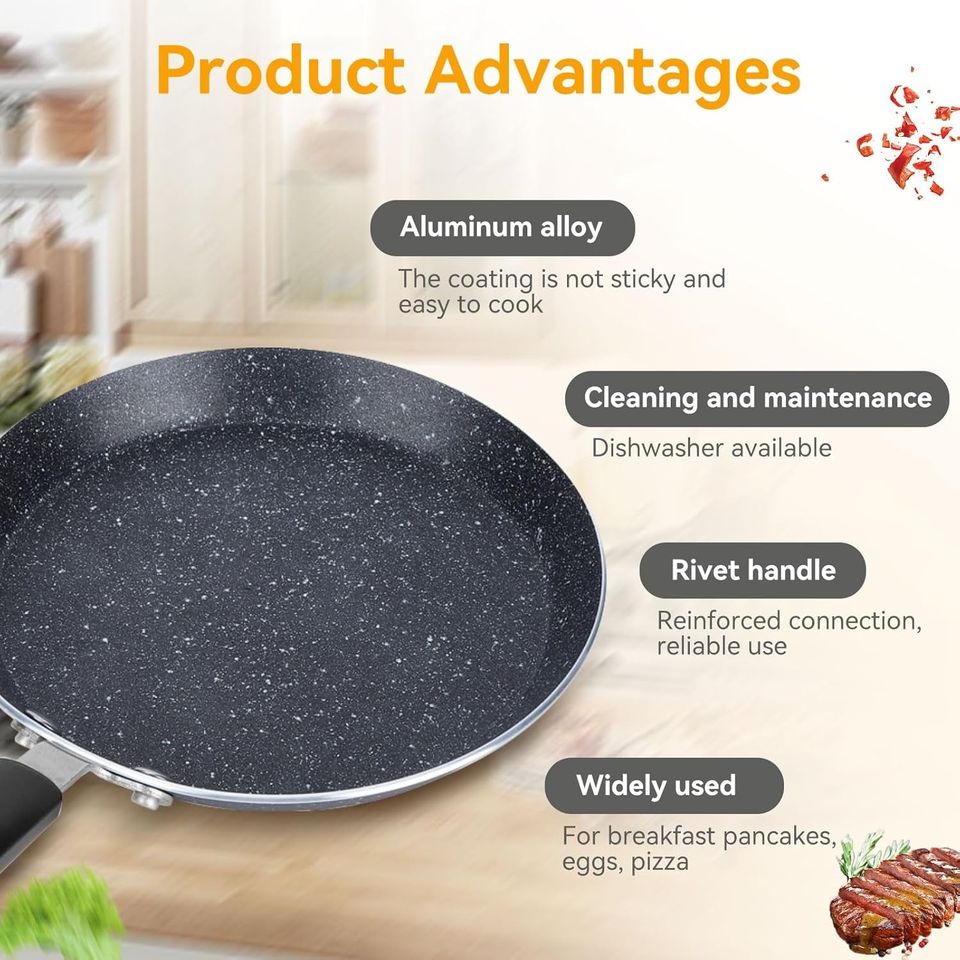 Granite Coating Fry Pan for Healthy Cooking, Induction Compatible
