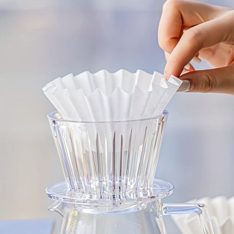Modern Clear Plastic Drip Coffee Percolator Hand-Brewed Coffee Filter Pouring Cup with 50 Pieces Coffee Filter Paper Tea-Coffee Tools
