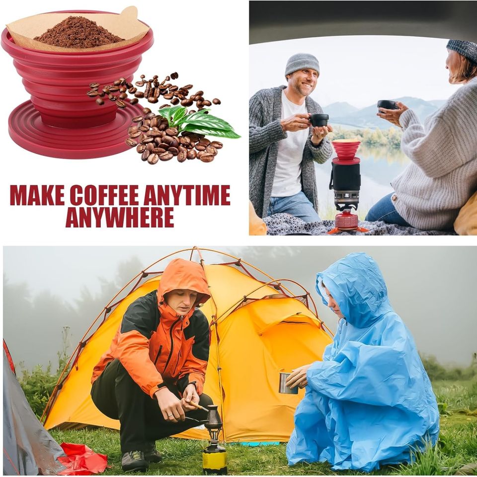 Foldable Reusable Silicone Coffee Dripper for Outdoor Use