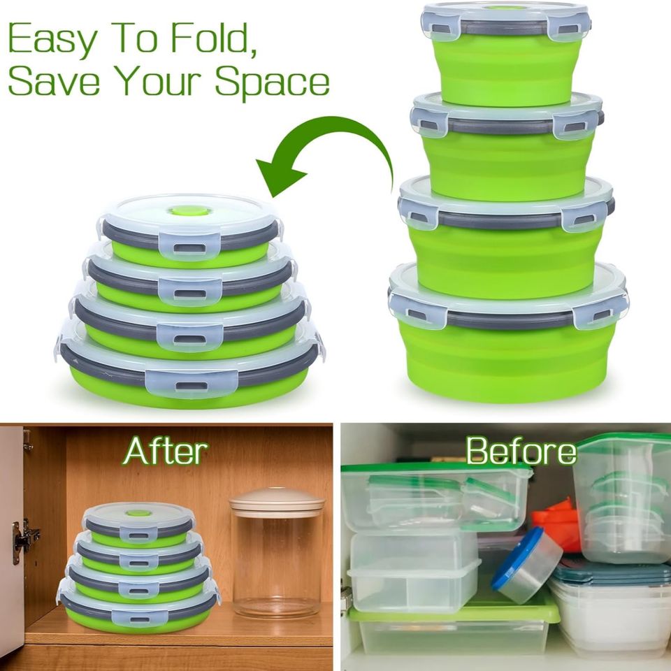 100% Food-Grade Silicone Foldable Bread Box - Round Shape