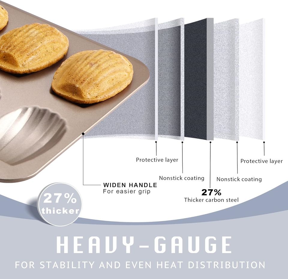 Heat-Resistant 12-Hole Non-Stick Madeleine Baking Pans Wholesale Baking Supplies and Cake Molds