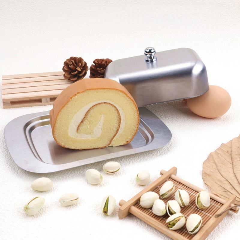 European-Style Stainless Steel Butter Container, Western Cheese Holder, Food-Safe Bread Box
