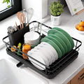 Space-Saving Dish Drying Rack for Kitchen Countertop and Sink with Utensil Holder