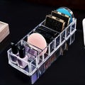 Rectangular Cosmetic Storage Box with Compartments for Eyeshadow, Lipstick, Powder, Blush - Acrylic