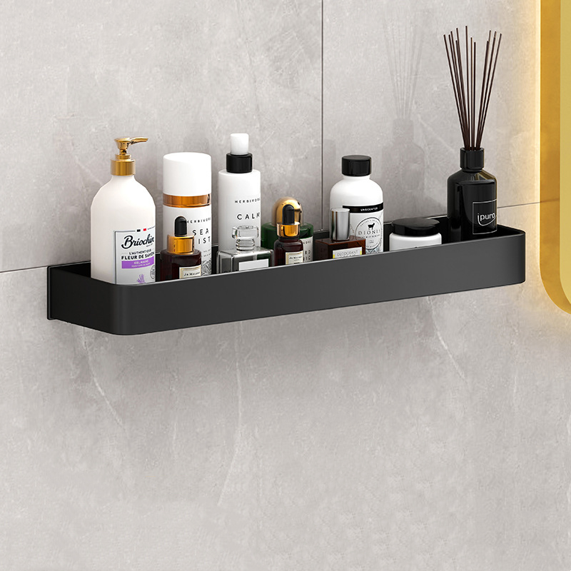 Modern Aluminum Bathroom Storage Shelf Drill-Free Wall Mount Single Layer Shower Caddy Sustainable Household Organizer