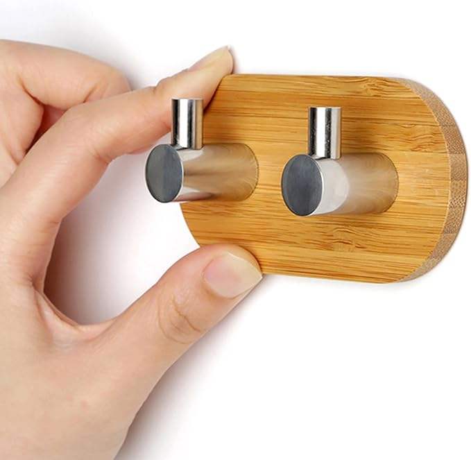 Bamboo and Wood Wall Hooks for Keys - Key Holder with Hooks - Decorative Wall Hook for Hanging Heavy-Duty Key Holders