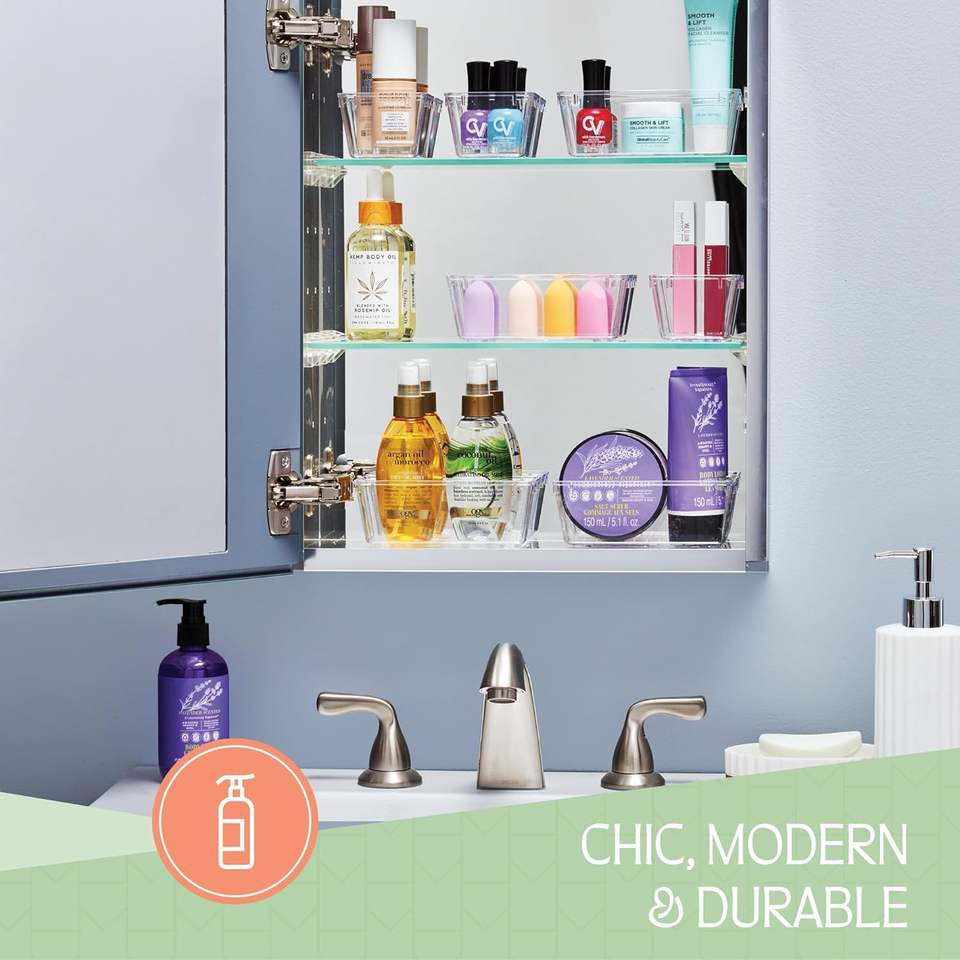 Multi-Purpose Lipstick Organizer Cutlery Storage Drawer Box Set - Transparent Plastic