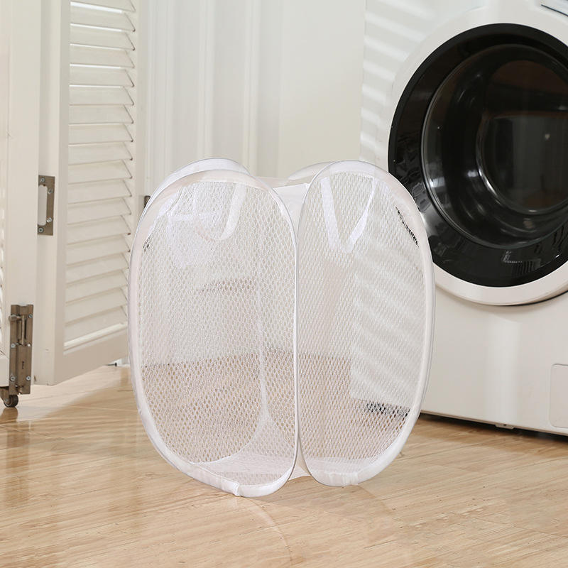 Portable Mesh Pop-Up Laundry Basket with Handle