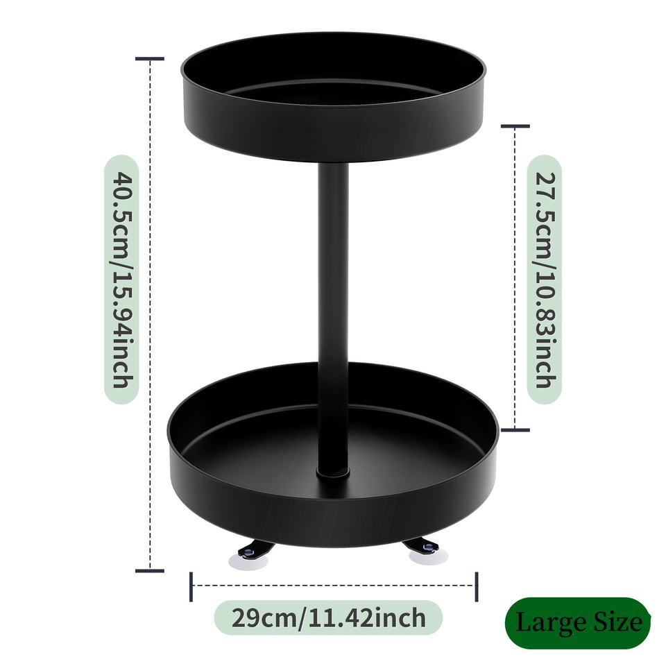 360° Rotating 2-Layer Metal Kitchen Organizer Spice Rack Multifunctional Home Storage Cabinet Shelf