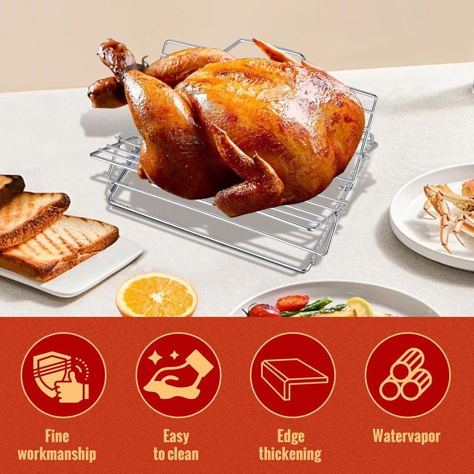 Adjustable Folding V-shaped Stainless Steel Roasting Rack