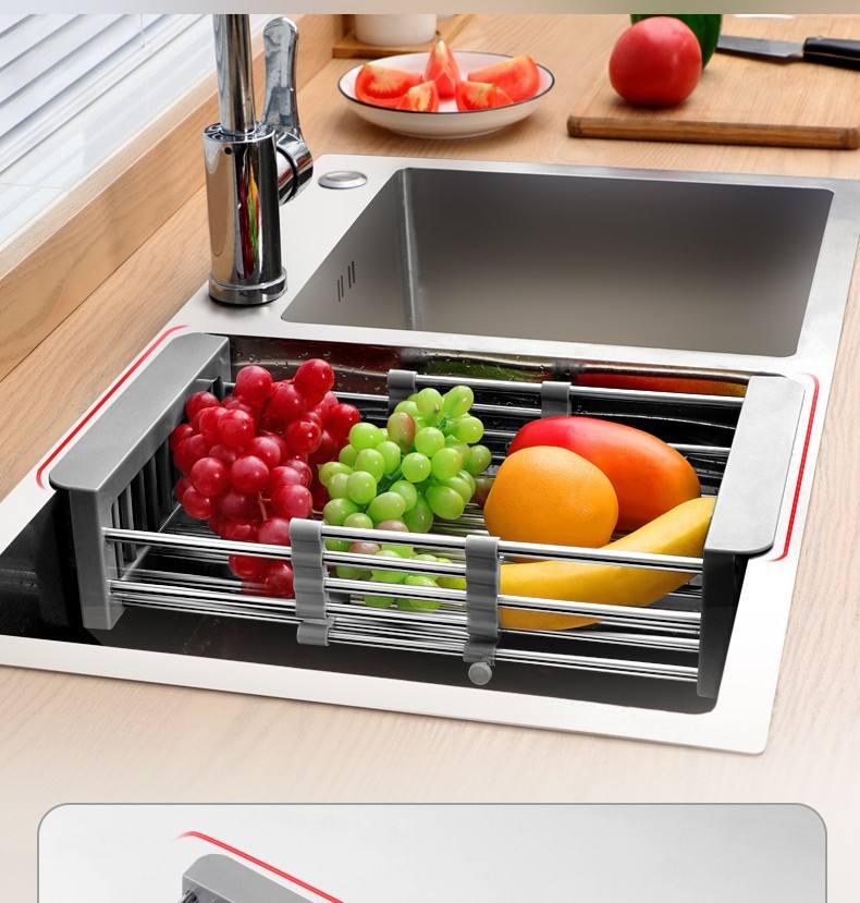 Kitchen Multifunctional Stainless Steel Sink Filter Drain Basket for Utensils, Vegetables, and Fruits