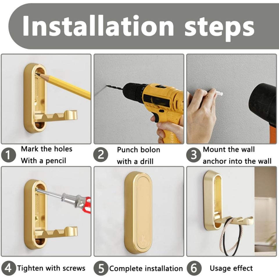 Foldable Metal Clothing Hook for Home and Door