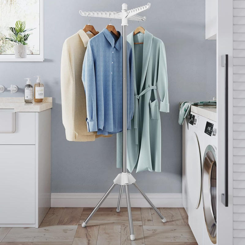 Folding Stainless Steel Drying Rack with 3/6 Rotatable Hanger Arms