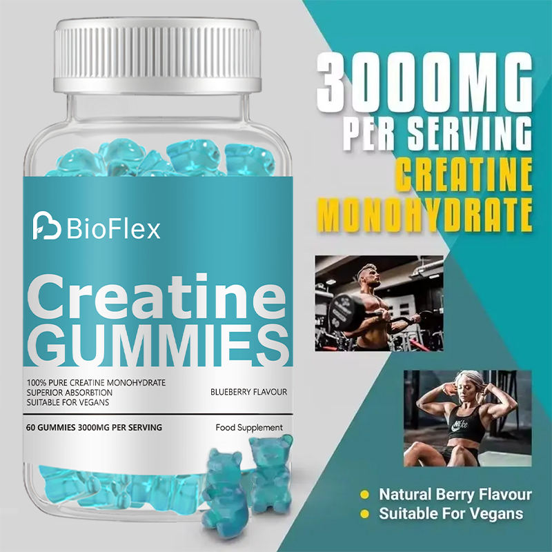 BioFlex 3000mg Pre-Workout Creatine Monohydrate Gummies Dietary Supplement with Private-Label Branding and Chinese Factory-Made Flavor for Adults
