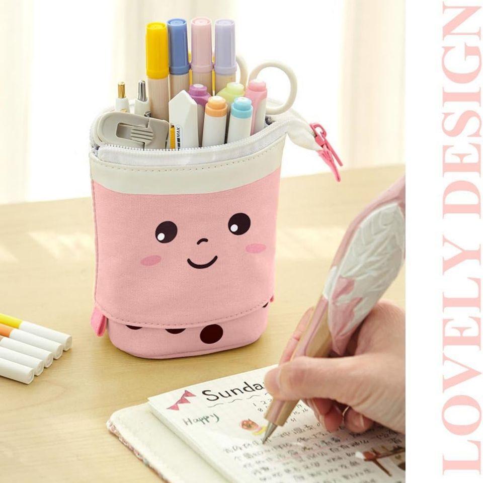 Expandable Canvas Pencil Case Portable Multi-functional Storage Organizer