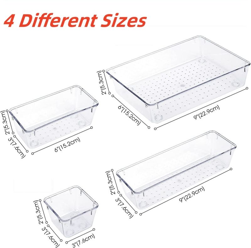 27-Piece Kitchen Drawer Organizer Plastic Space-Saving Organizer for Closet Cabinet Bathroom Office