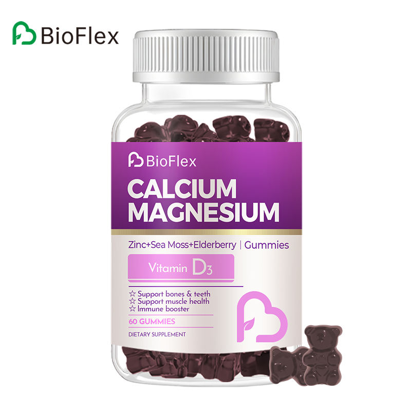 OEM Calcium-Magnesium Gummy Bears Plant-Based Calcium Supplement with Irish Moss & Elderberry for Bone, Muscle, Calm Mood, and Sleep Support