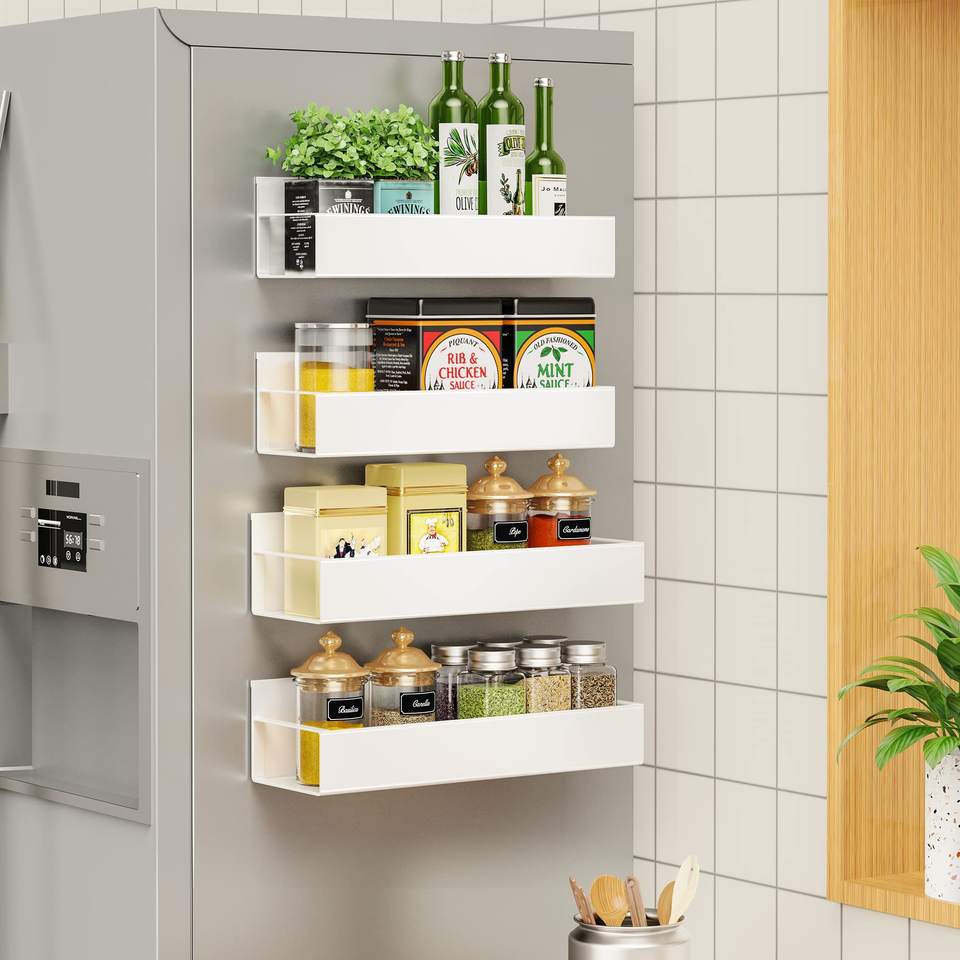 1-Layer Magnetic Refrigerator Organizer, Strong Magnetic Spice Rack for Fridge and Kitchen