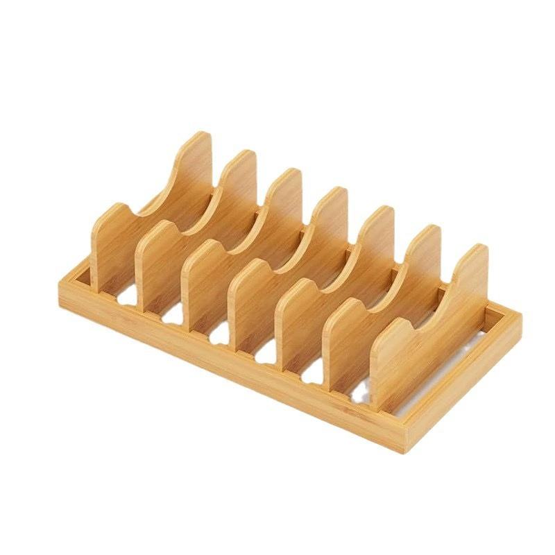 Bamboo Pot Lid Storage Rack for Kitchen, Used for Pot Lids, Pots, Cutting Boards, Kitchen Drawer Storage Solution