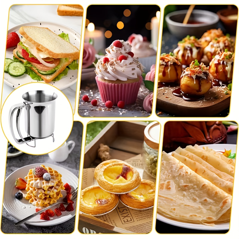 Reusable Dishwasher-Safe Stainless Steel Pancake Batter Dispenser Cupcake Waffle Smooth Pourer