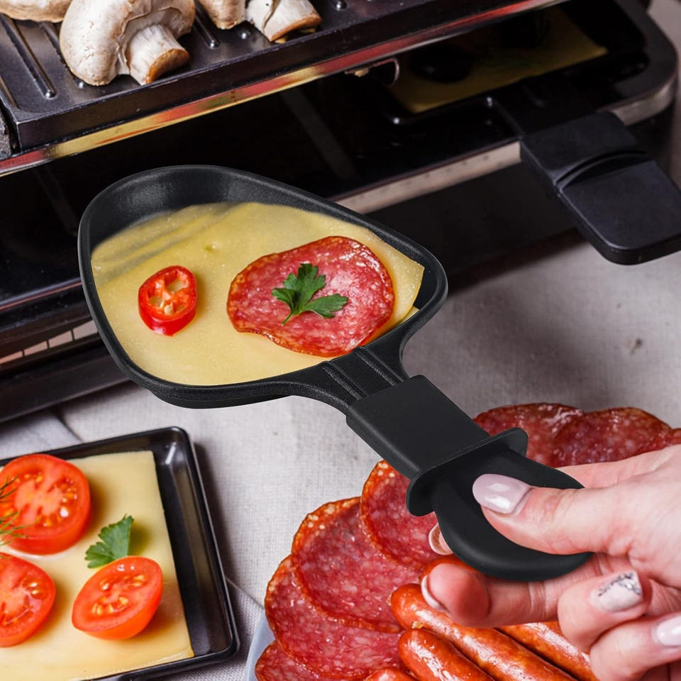 4-Piece Mini Non-Stick Grill Pan Set - Perfect for Melting Cheese, Frying Eggs with Spatula for Family Gatherings and Baking/Grilling Burgers