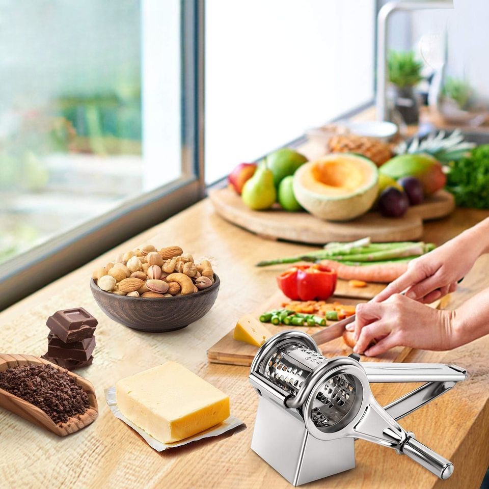 Edelstahl Gemüseschneider Reibe Käseschredder Umweltfreundlich Spülmaschinenfest