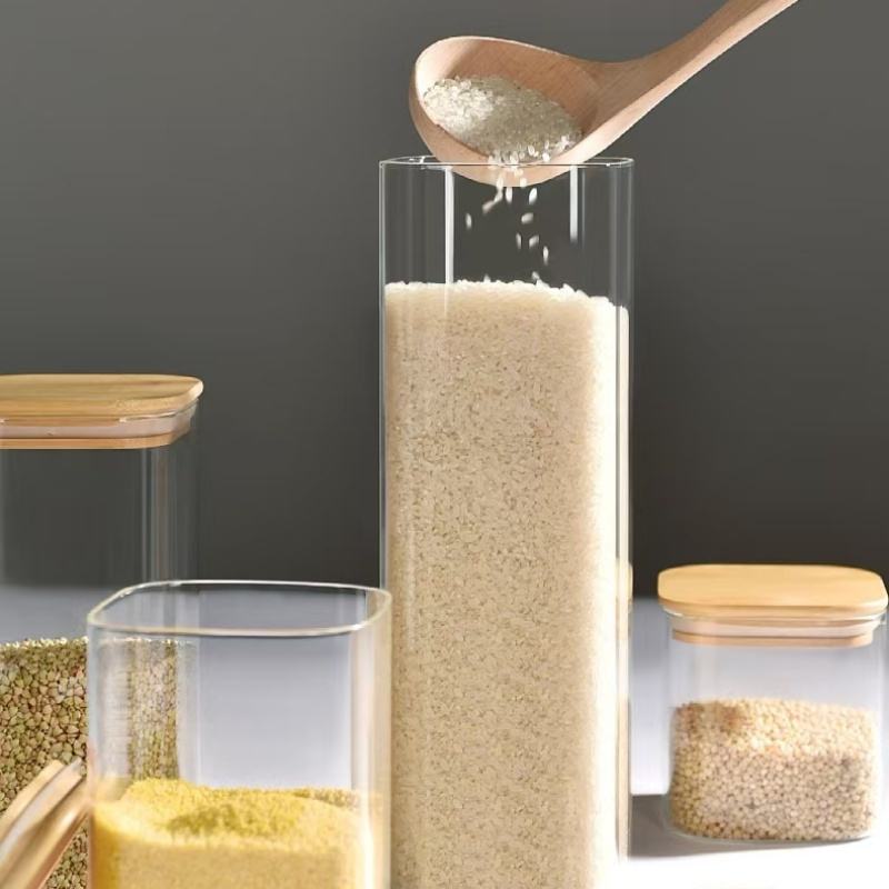 High-Quality Glass Storage Jars Set with Lids, Food Containers, Moisture-Resistant Storage Bins