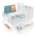28-Piece Clear Drawer Organizer Set | Versatile, Easy-to-Assemble Makeup Storage Bins