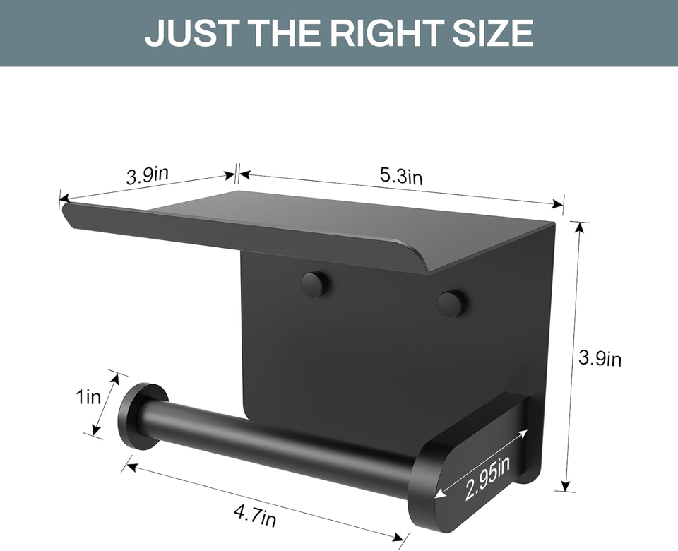 Modern Stainless Steel Wall-Mounted Toilet Paper Holder with Phone Shelf