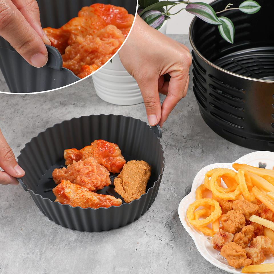 Reusable Silicone Air Fryer Basket for Hot Air Fryers and Ovens, Replaces Parchment Paper Liners