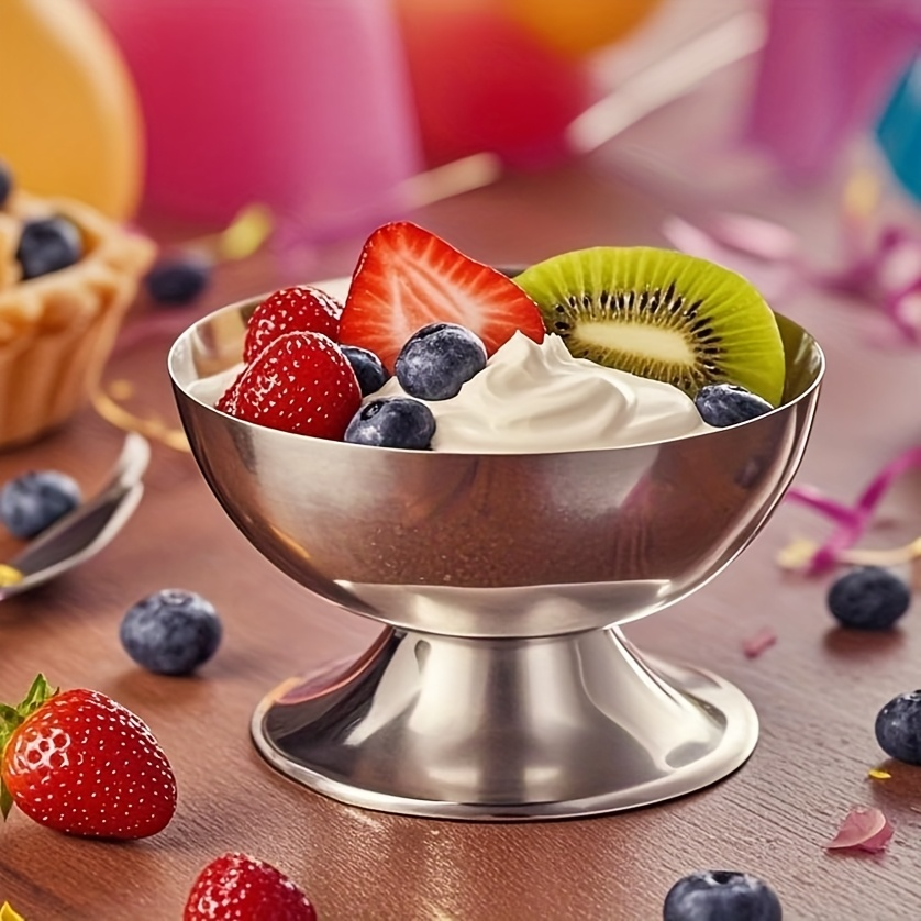 Multifunctional Stainless Steel Serving Bowls 7oz/200ml Modern Design Portable for Keeping Ice Cream and Desserts Fresh