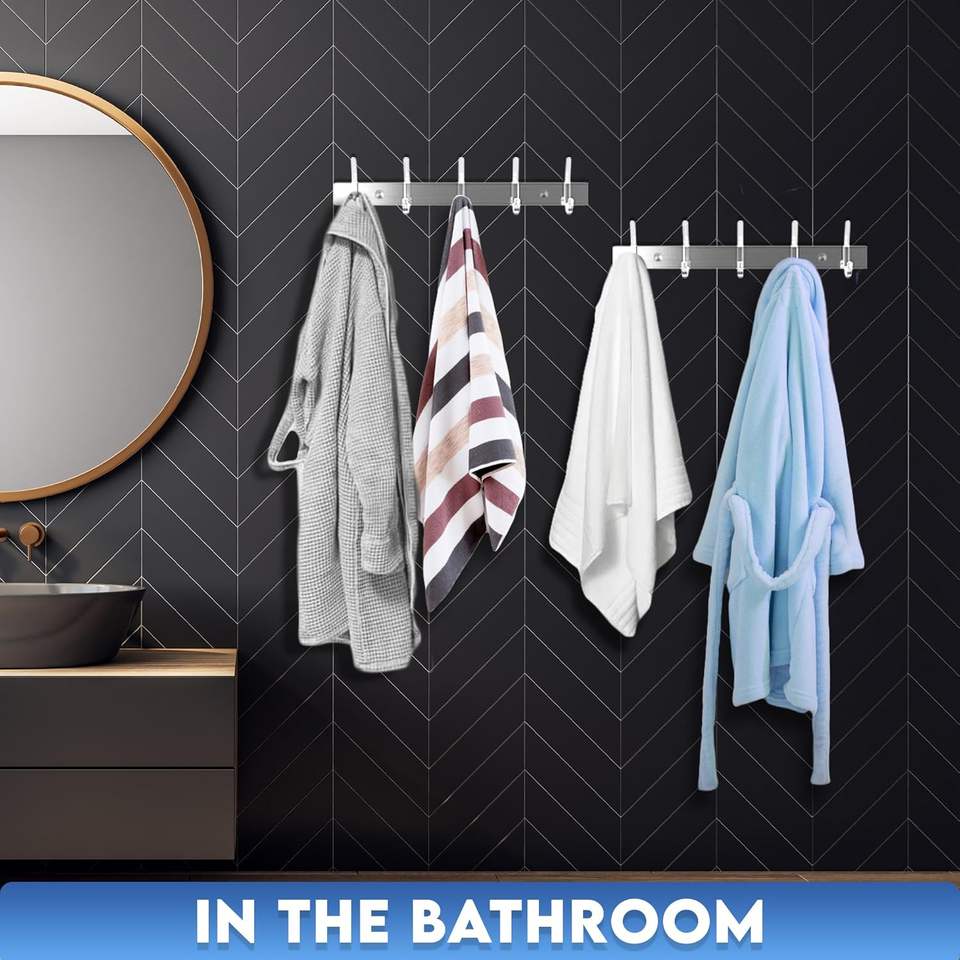 Modern Design Wall Mount Hook Rail for Bathroom Kitchen Room-Hat Clothes Robe Hanger Rack