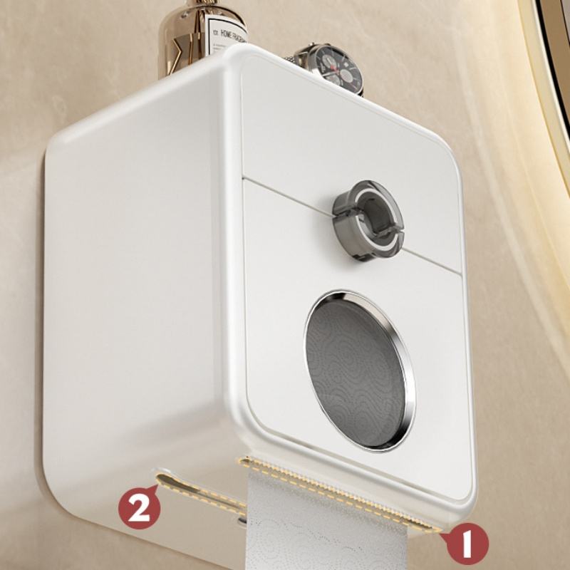 Modern Bathroom Tissue Box Holder with Wall Mount Storage Shelf