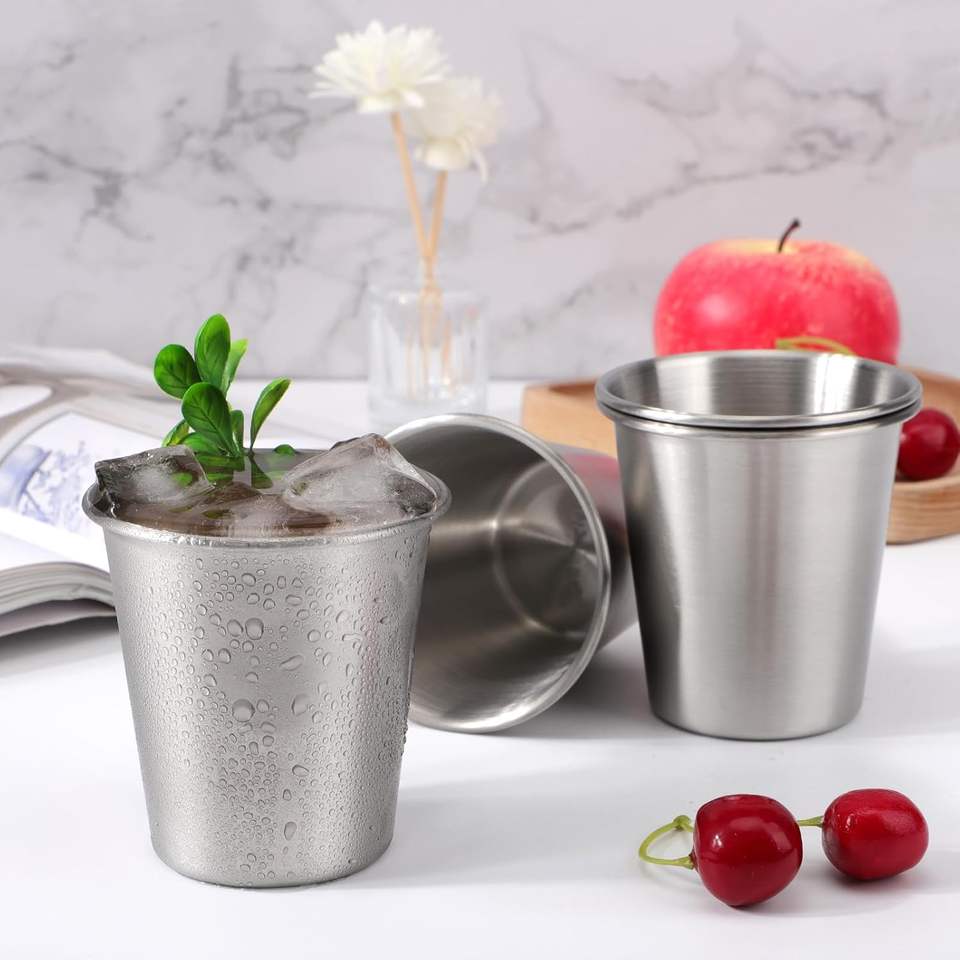 6 oz Stainless Steel Unbreakable Contemporary Design Water and Wine Cup for Parties Restaurants Bars