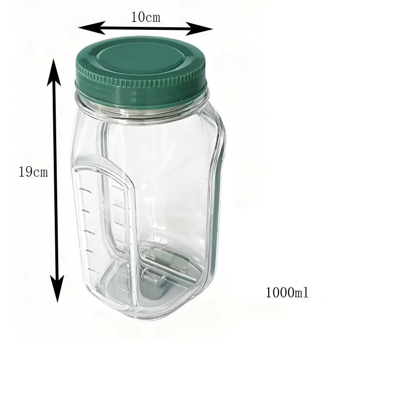 Modern Plastic Salad Container Mason Jar with Side Opening and Leak-Proof Lid for Meal Prep Kitchen Use
