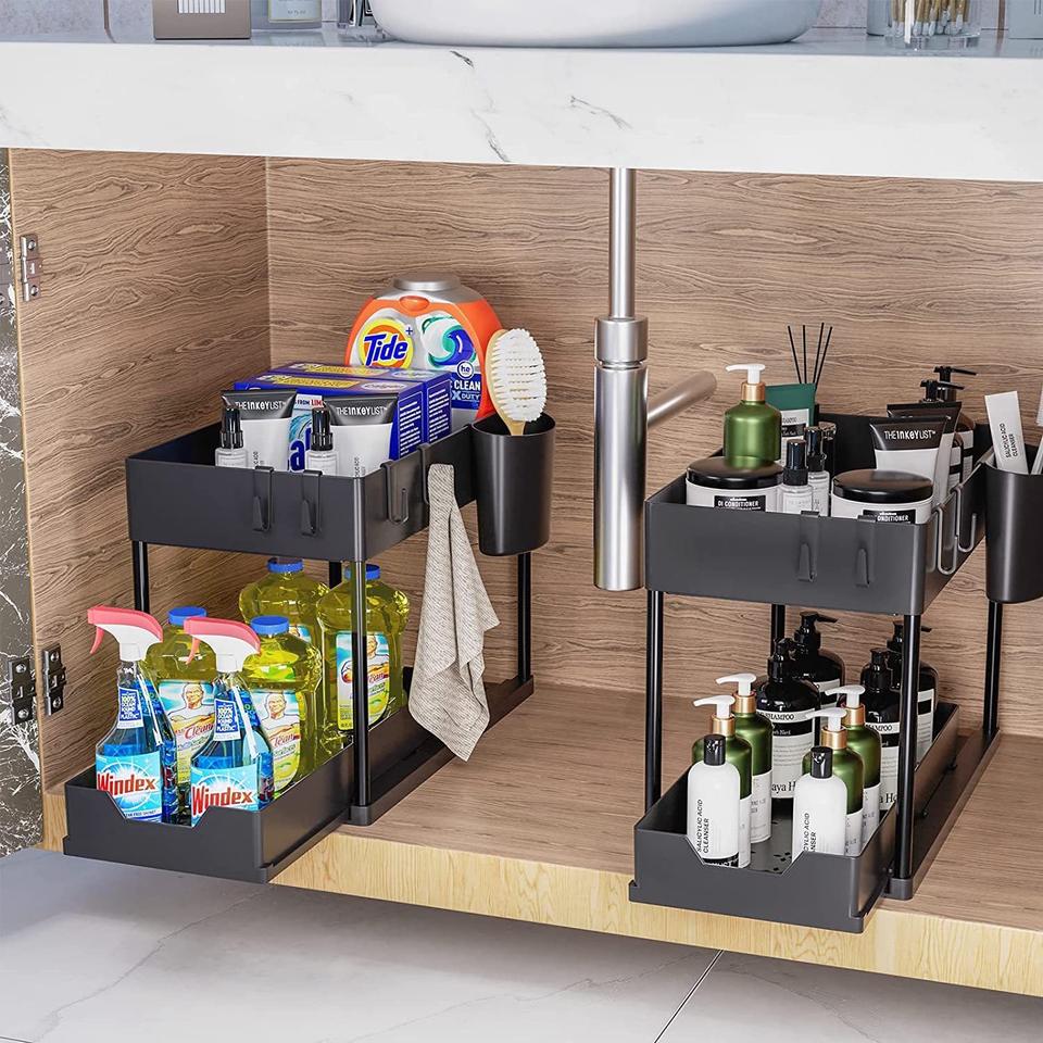 Multifunctional Pull-Out Storage Shelf Under Sink Organizer Kitchen and Bathroom Countertop Organizer