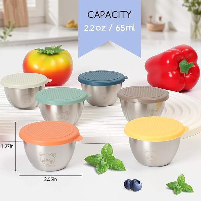 Salad Dressing Container with Leakproof Silicone Lids, Perfect for Lunchboxes, Picnics, Meal Prep, and Storage