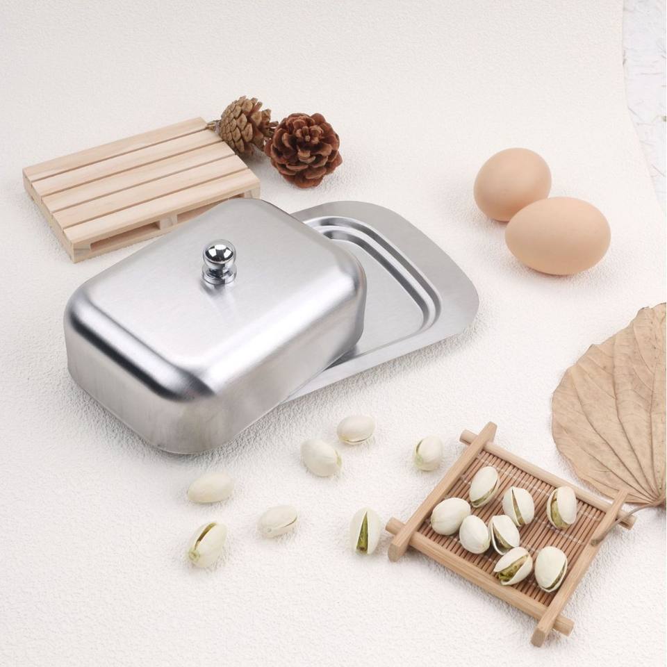 European-Style Stainless Steel Butter Container, Western Cheese Holder, Food-Safe Bread Box