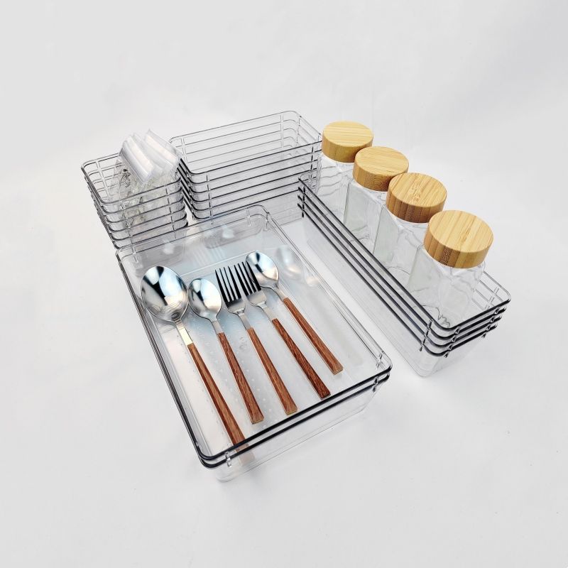 Plastic Drawer Organizer for Kitchen, Wardrobe, Bathroom, Office - Set of 10/17/27 Pieces