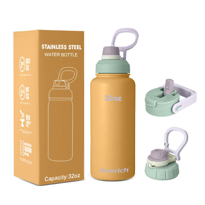 Stainless Steel Double Wall Insulated Water Bottle with Leak-Proof Design
