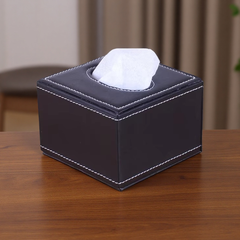 Modern Rectangular PU Leather Tissue Box Cover with Custom Logo - Tissue Holder